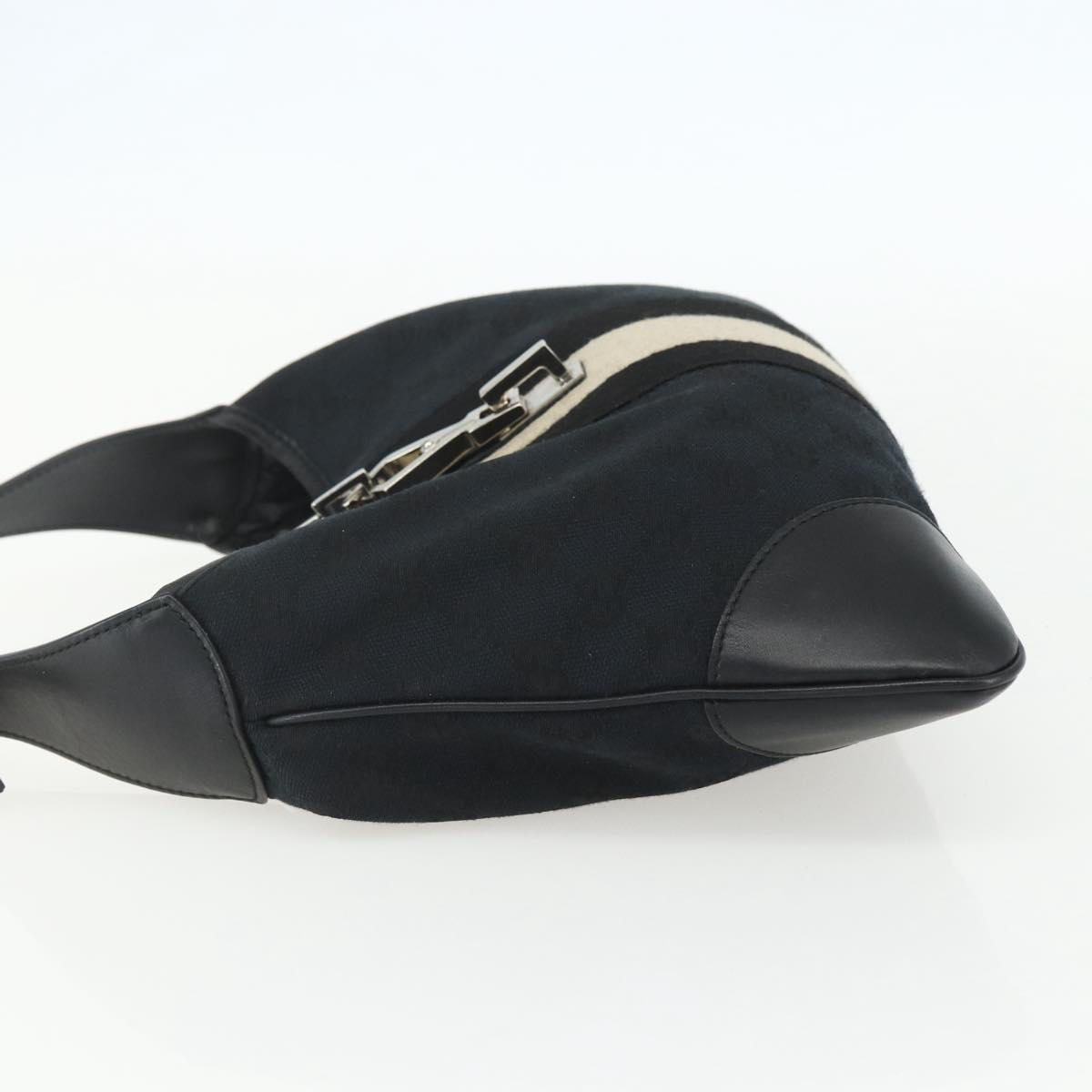 GUCCI GG Canvas Jackie Shoulder Bag Black Silver 001 4057 Auth 151638