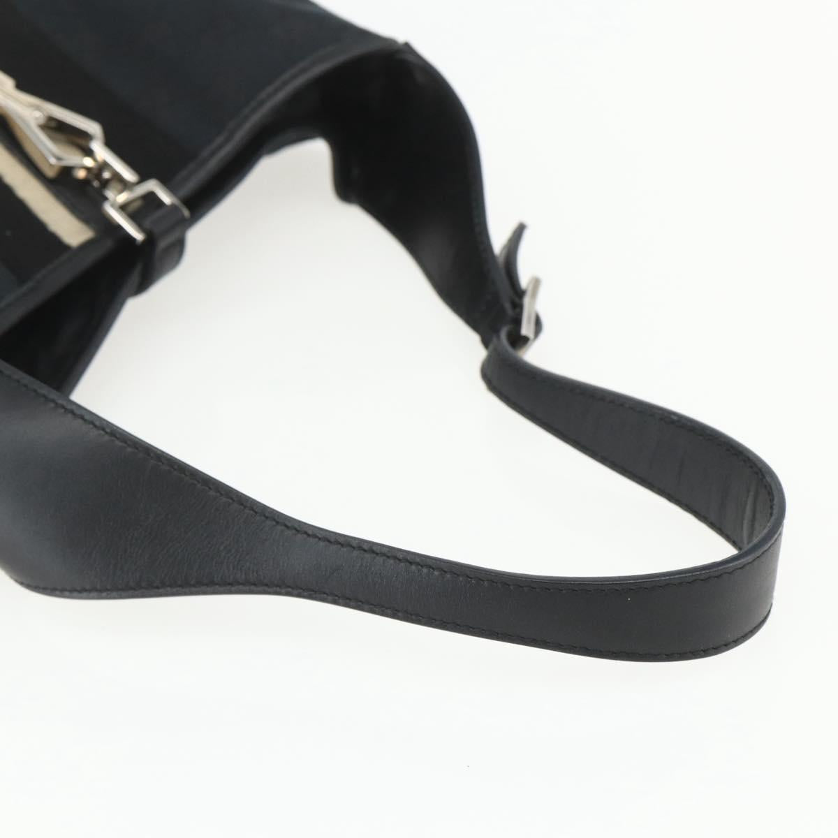 GUCCI GG Canvas Jackie Shoulder Bag Black Silver 001 4057 Auth 151638