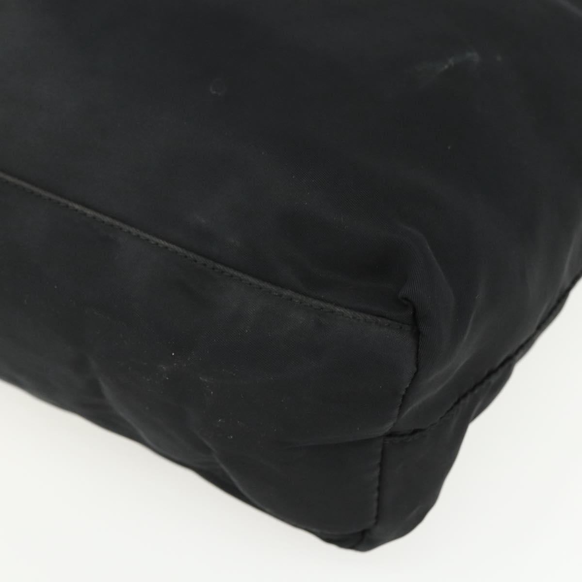 PRADA Tote Bag Nylon Black Silver Auth 151639