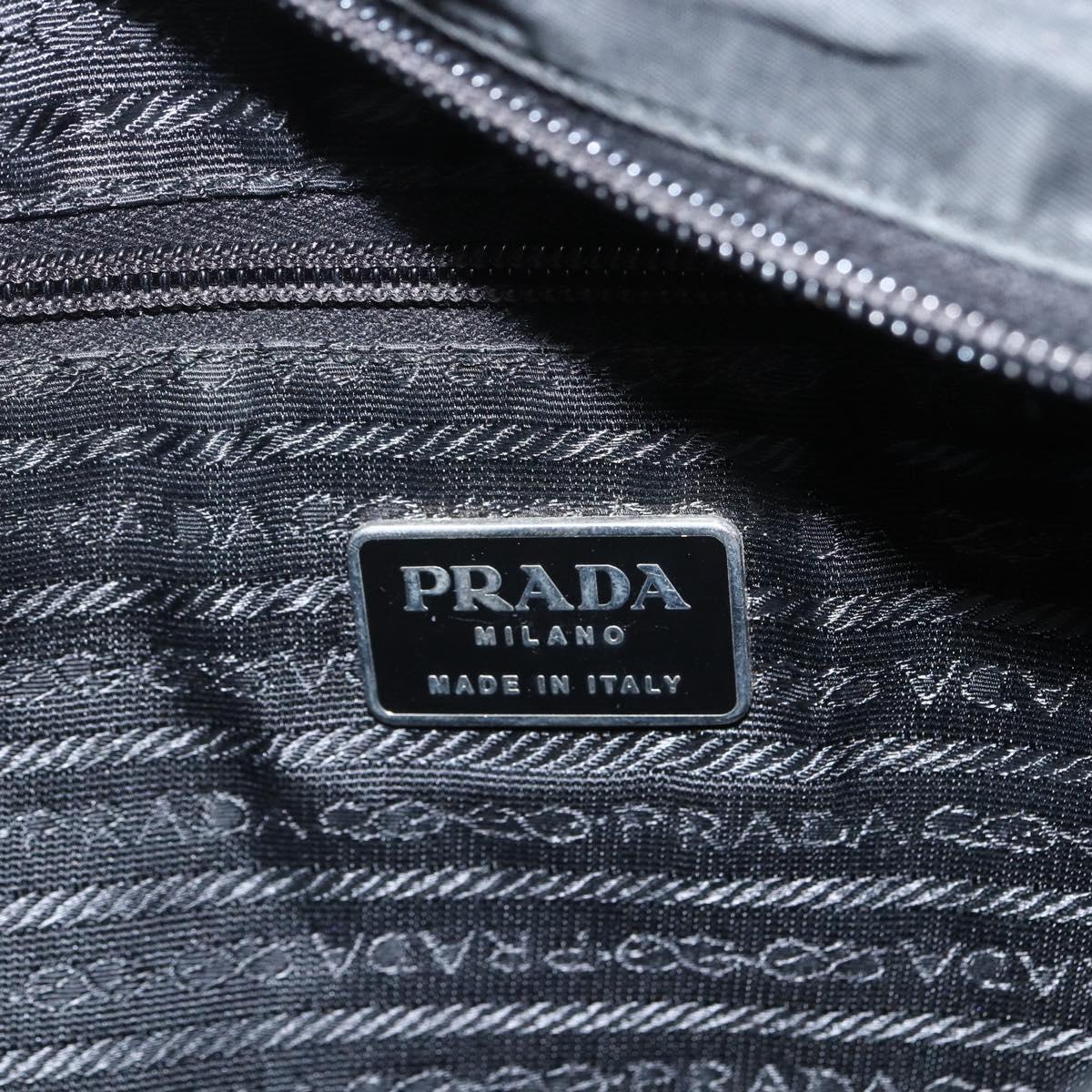 PRADA Tote Bag Nylon Black Silver Auth 151639