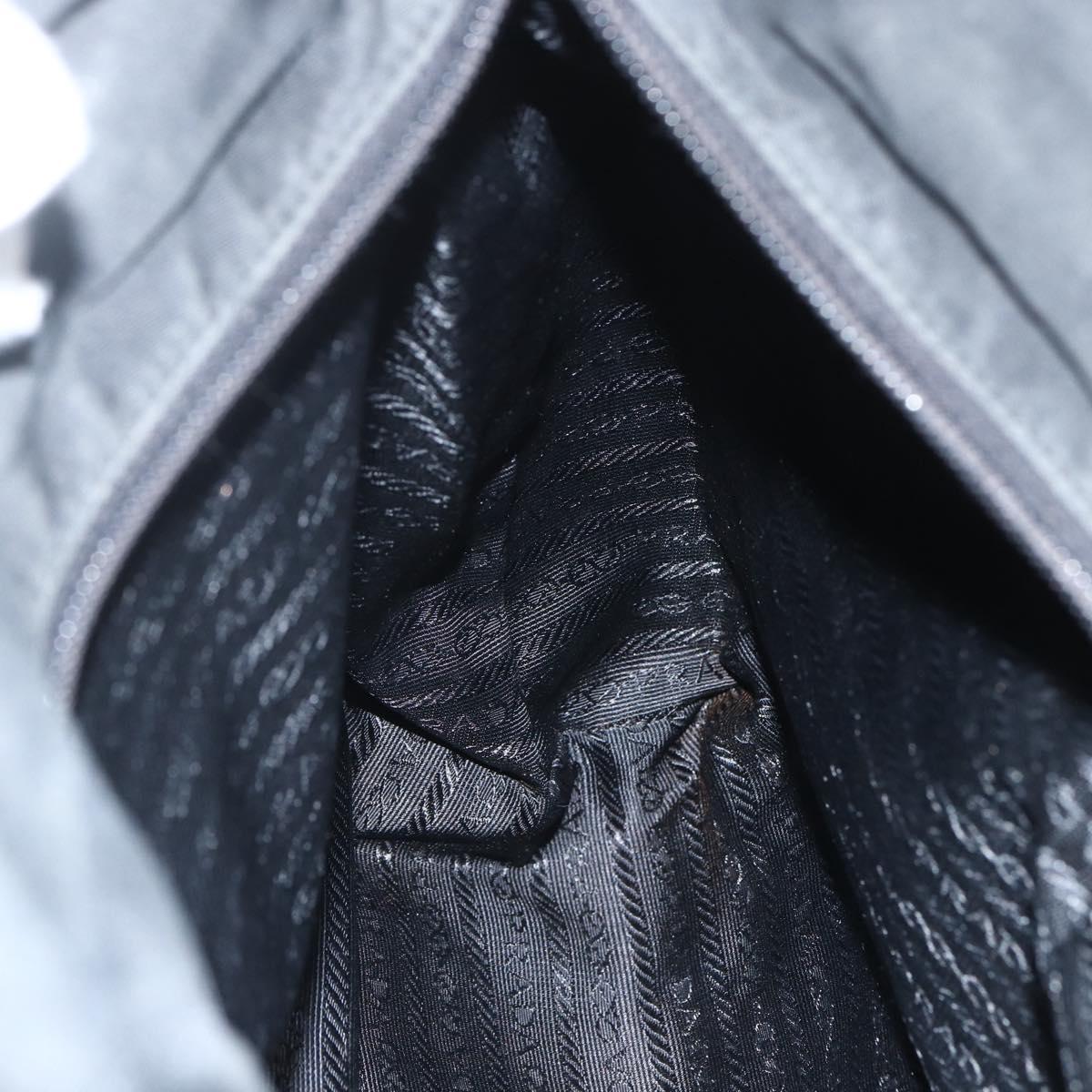 PRADA Tote Bag Nylon Black Silver Auth 151639