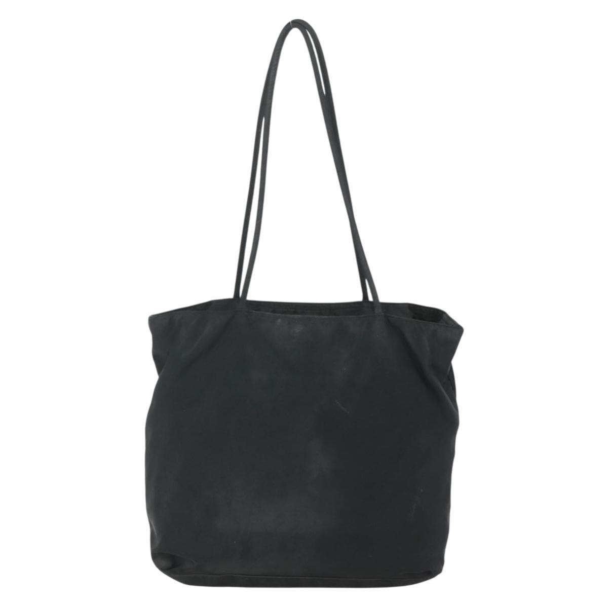 PRADA Tote Bag Nylon Black Silver Auth 151639