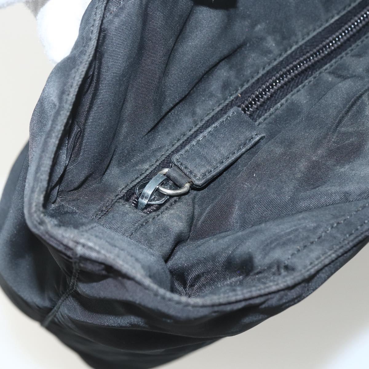 PRADA Tote Bag Nylon Black Silver Auth 151639