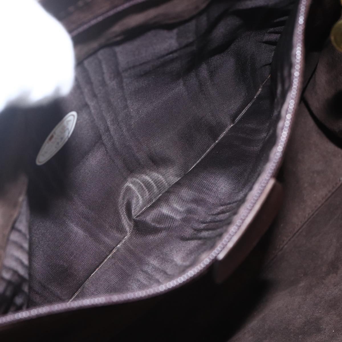 GUCCI Hand Bag Leather Brown Gold 002 0347 Auth 151640