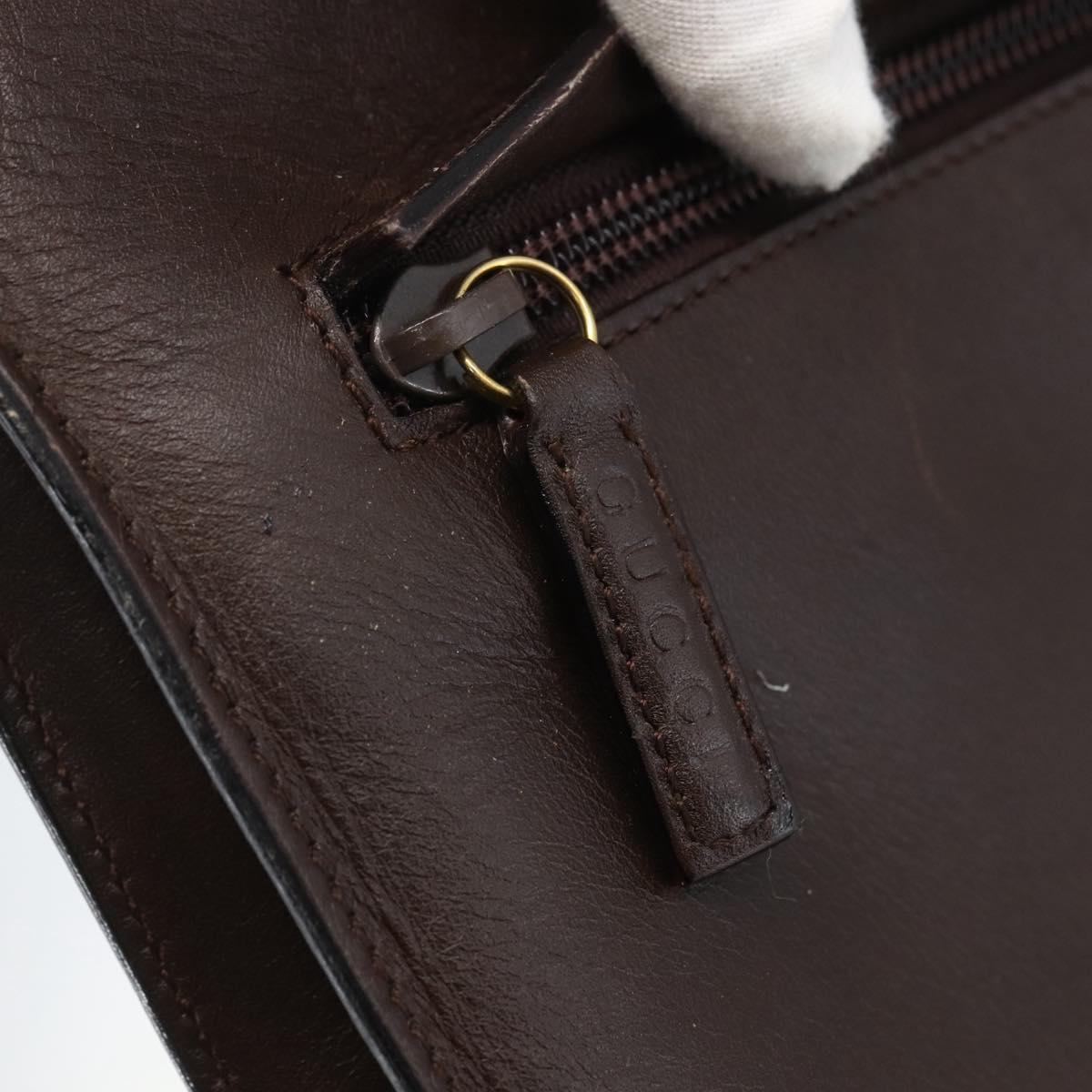 GUCCI Hand Bag Leather Brown Gold 002 0347 Auth 151640