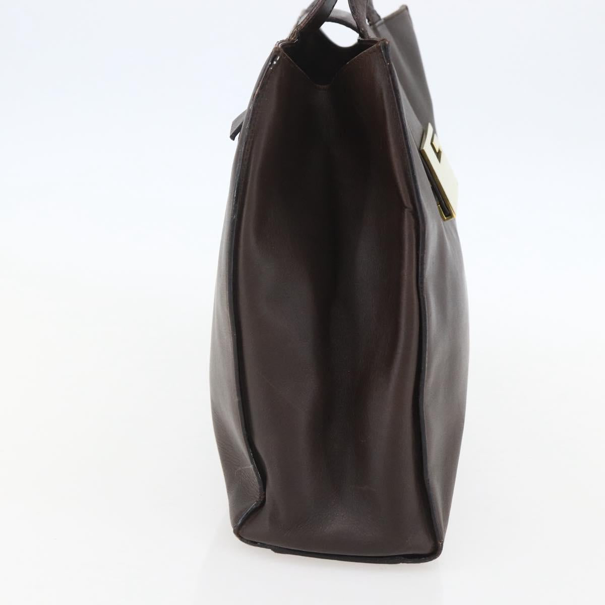 GUCCI Hand Bag Leather Brown Gold 002 0347 Auth 151640