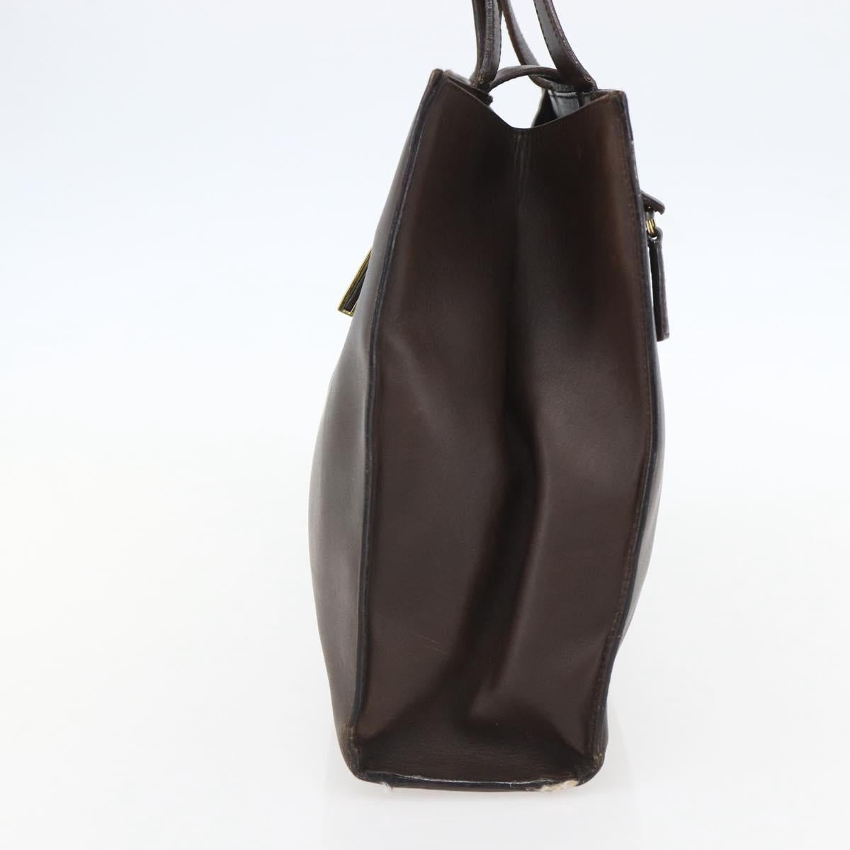 GUCCI Hand Bag Leather Brown Gold 002 0347 Auth 151640
