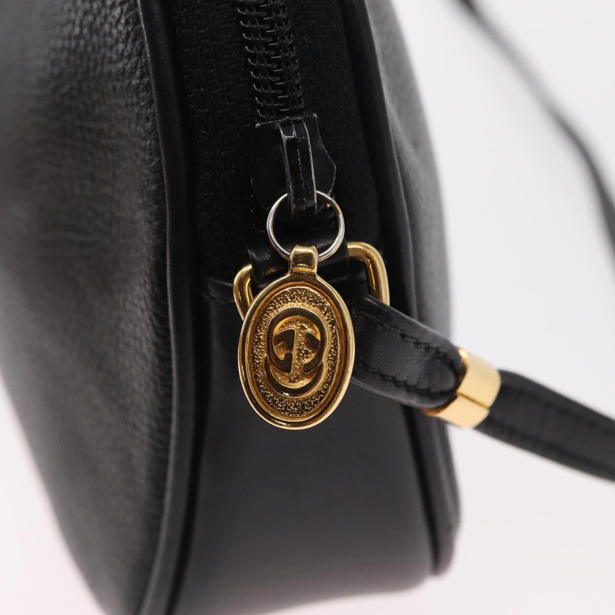 GUCCI Shoulder Bag Leather Black Gold 007 00 0094 Auth 151642