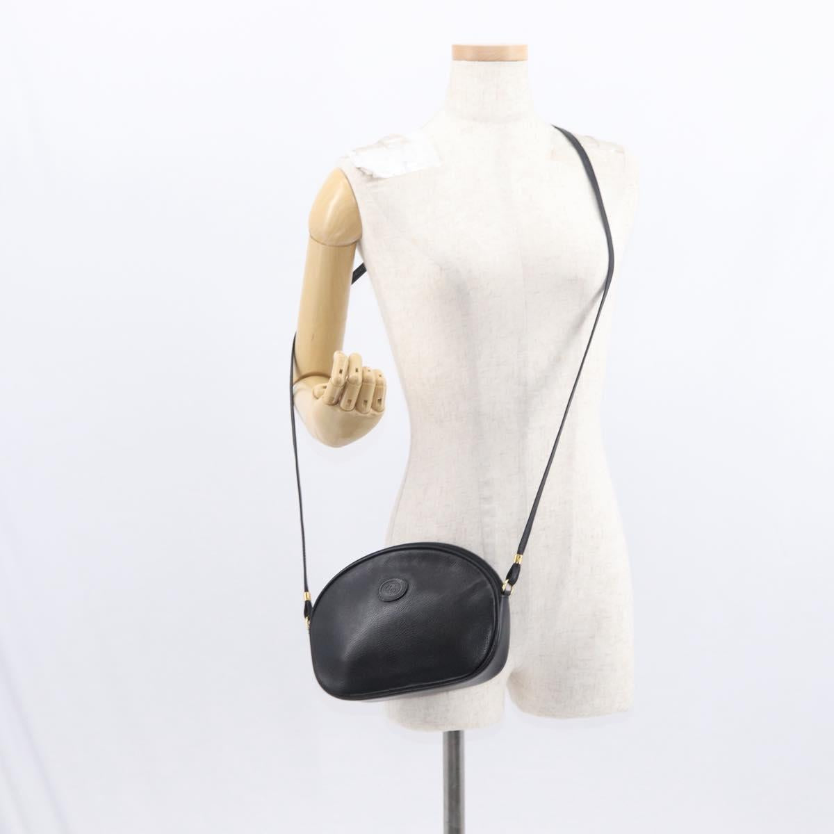 GUCCI Shoulder Bag Leather Black Gold 007 00 0094 Auth 151642