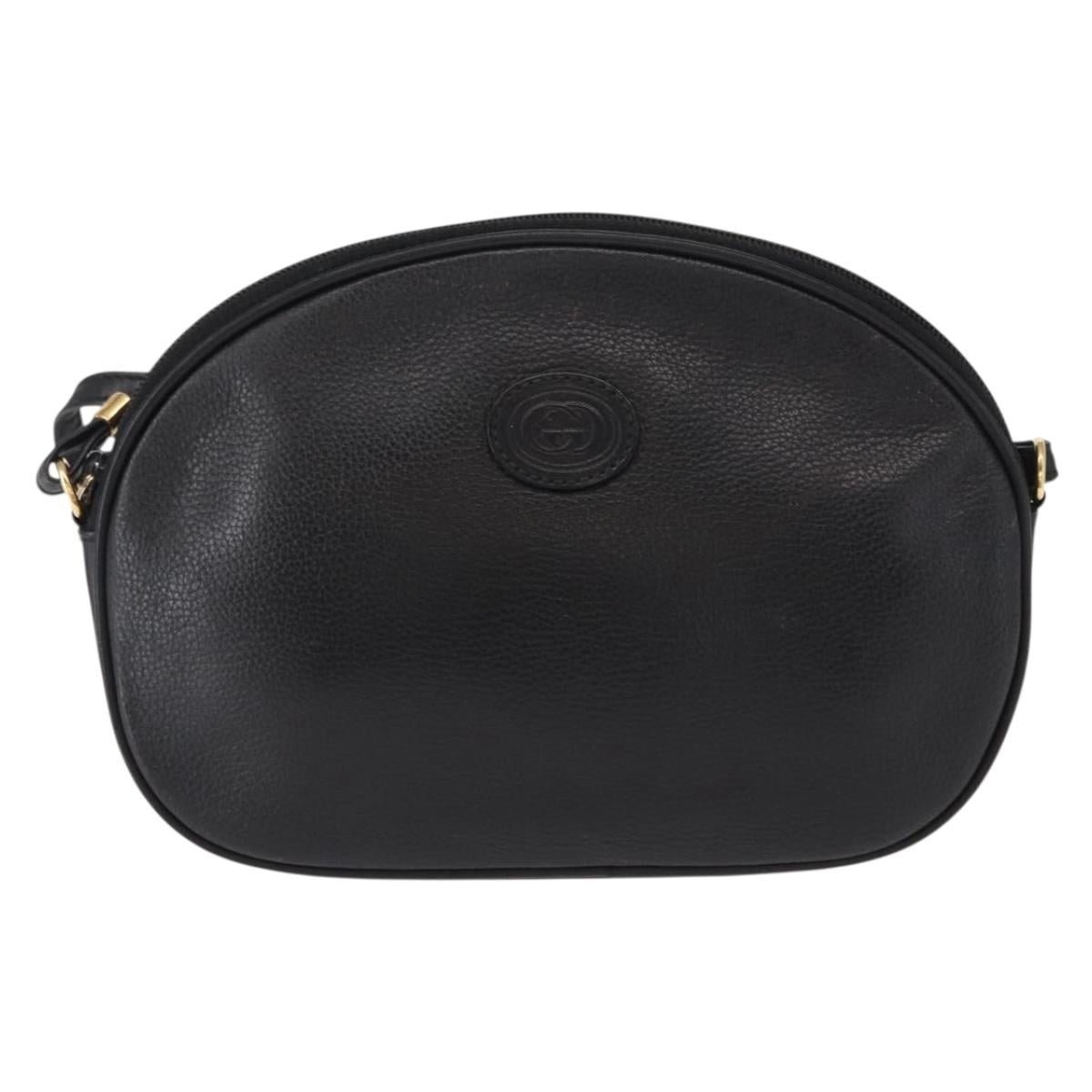 GUCCI Shoulder Bag Leather Black Gold 007 00 0094 Auth 151642