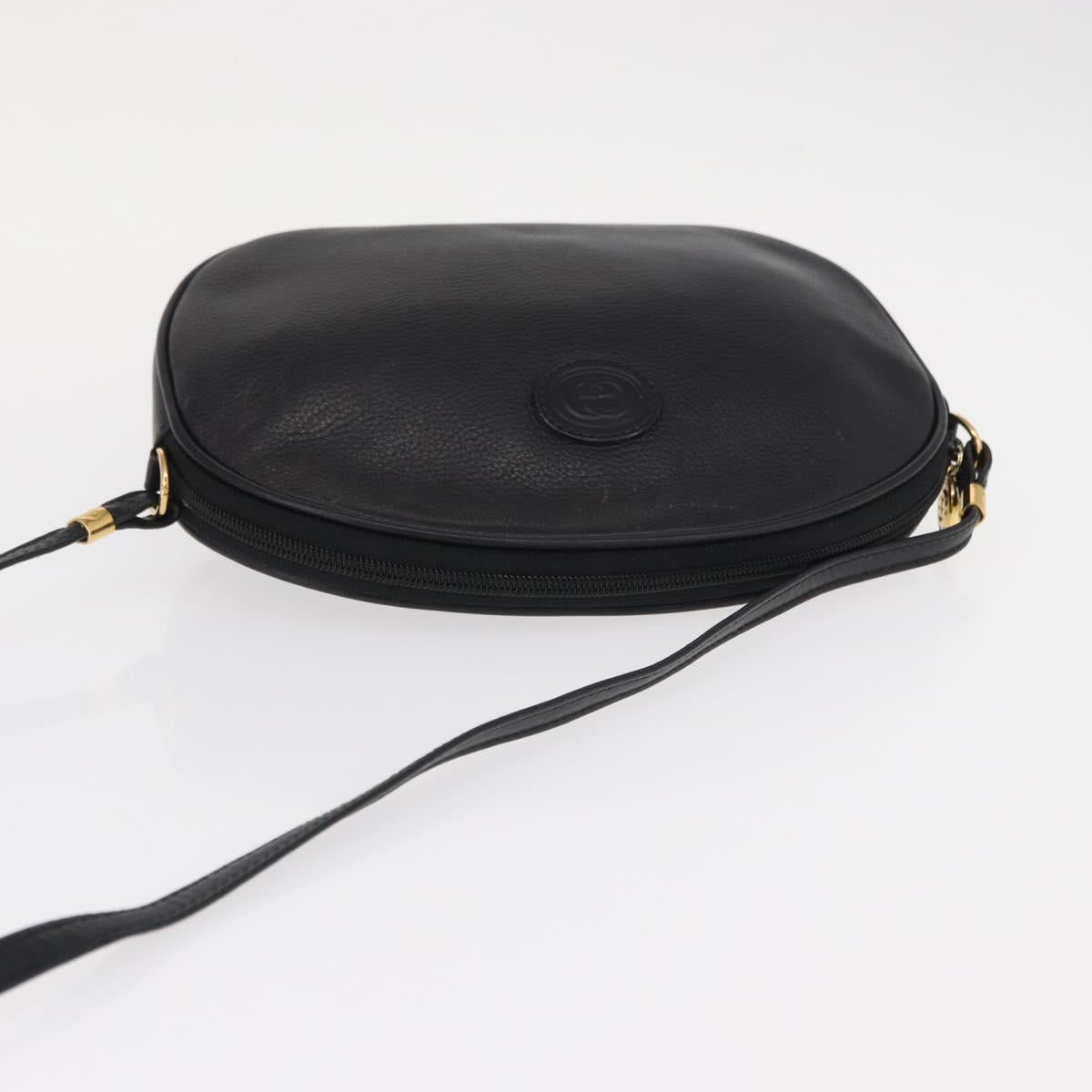 GUCCI Shoulder Bag Leather Black Gold 007 00 0094 Auth 151642