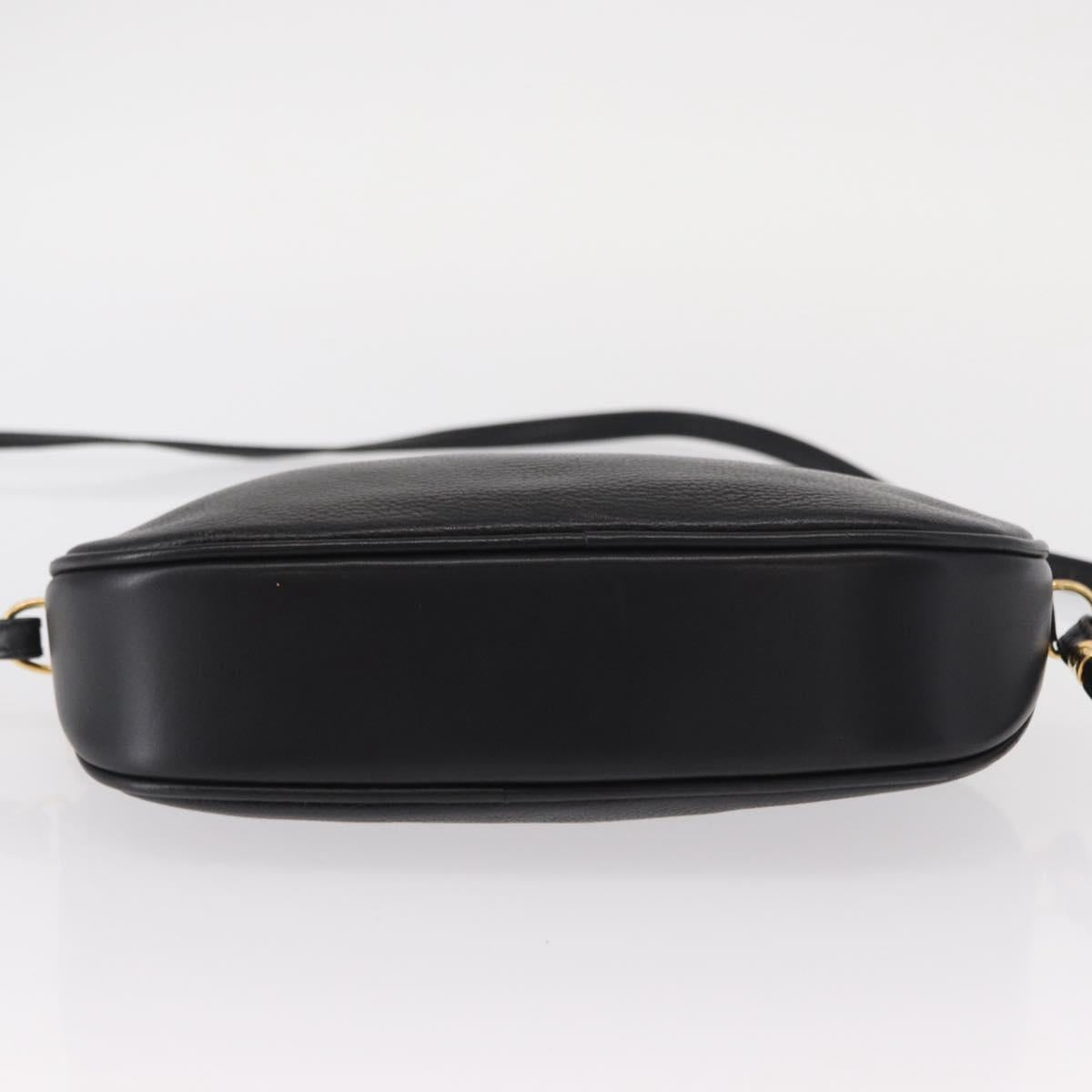 GUCCI Shoulder Bag Leather Black Gold 007 00 0094 Auth 151642