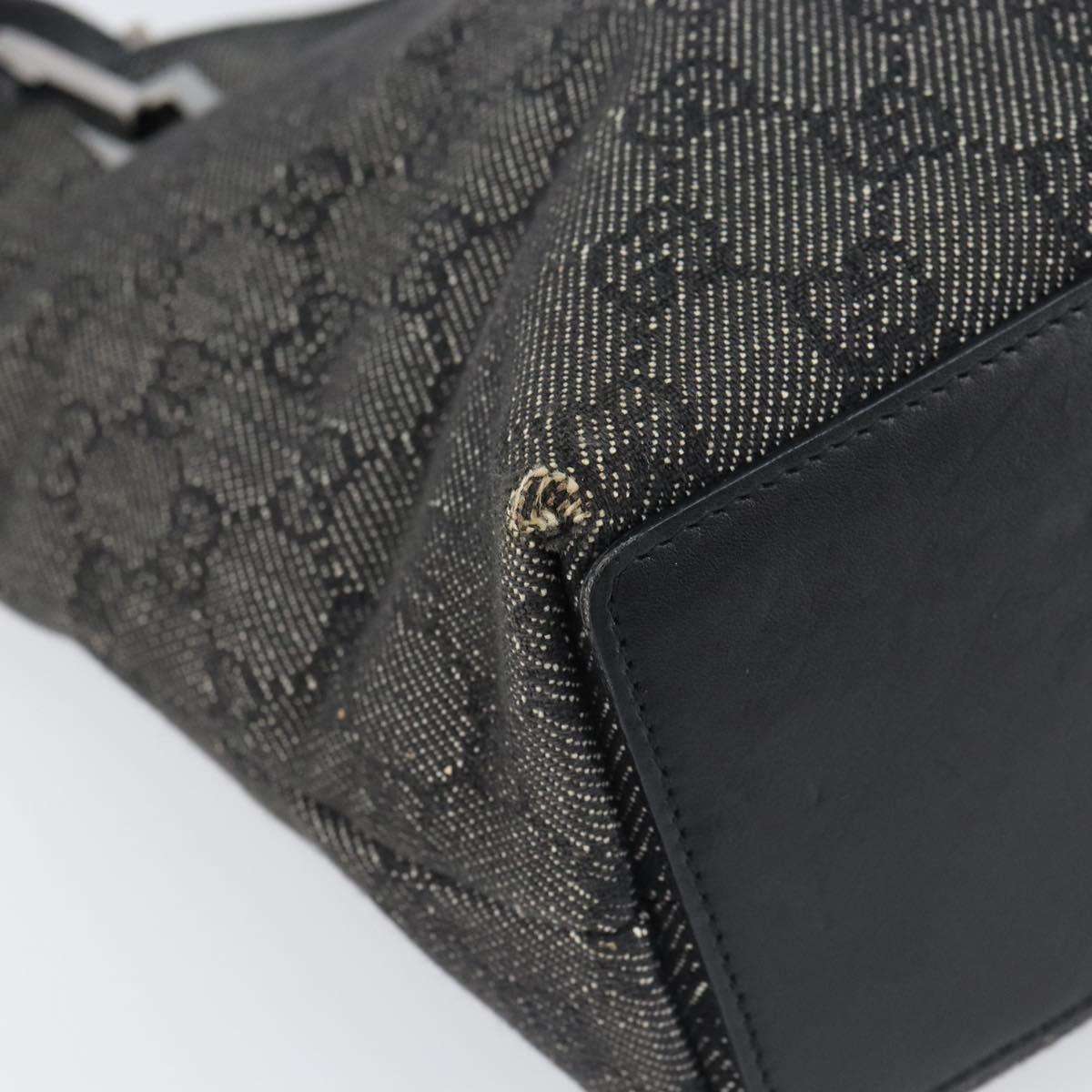 GUCCI GG Canvas Tote Bag Black Silver 31244 Auth 151644