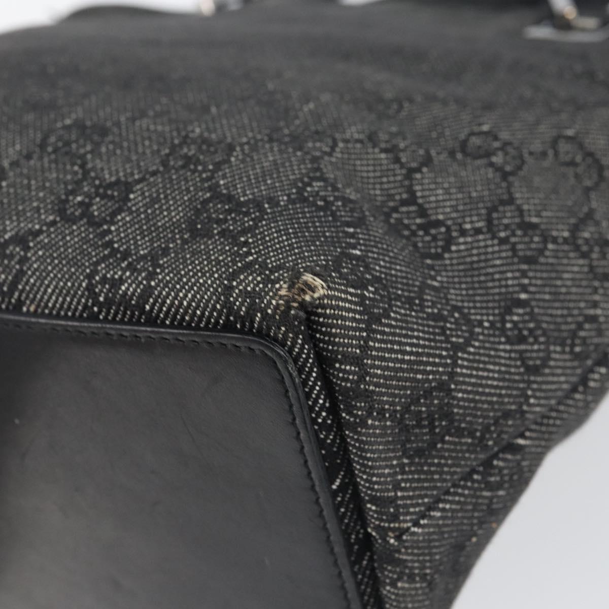 GUCCI GG Canvas Tote Bag Black Silver 31244 Auth 151644