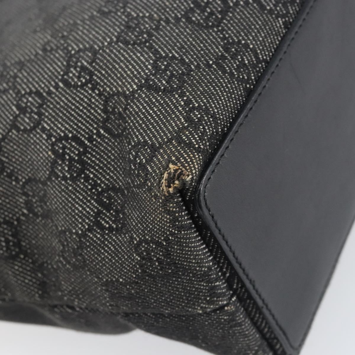 GUCCI GG Canvas Tote Bag Black Silver 31244 Auth 151644