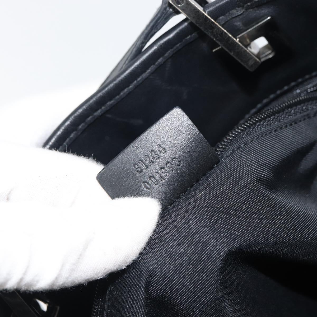 GUCCI GG Canvas Tote Bag Black Silver 31244 Auth 151644