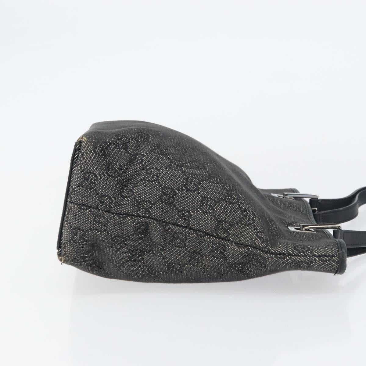 GUCCI GG Canvas Tote Bag Black Silver 31244 Auth 151644