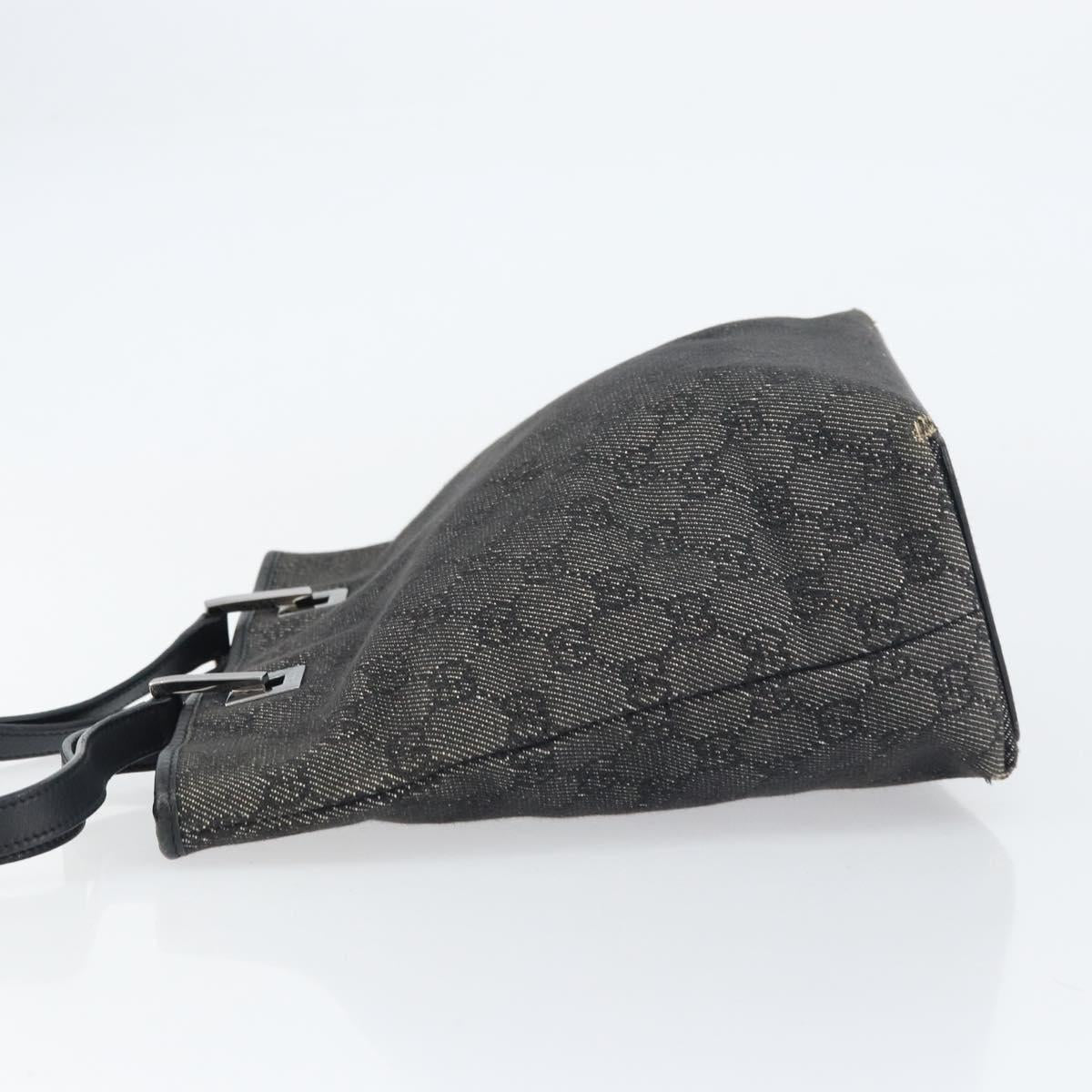 GUCCI GG Canvas Tote Bag Black Silver 31244 Auth 151644