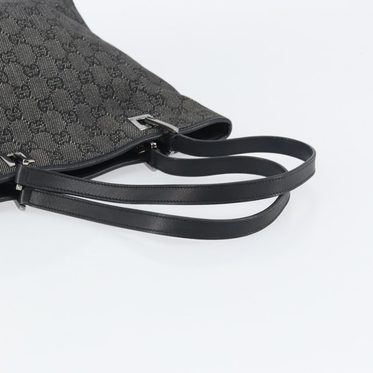 GUCCI GG Canvas Tote Bag Black Silver 31244 Auth 151644
