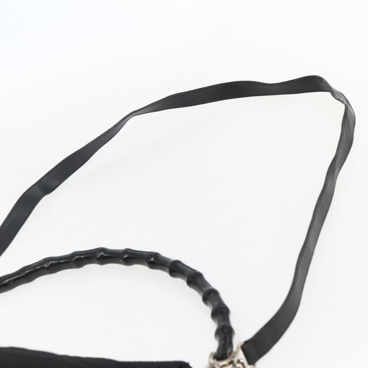 GUCCI Bamboo Shoulder Bag Nylon 2way Black Gold 000 0509 Auth 151645