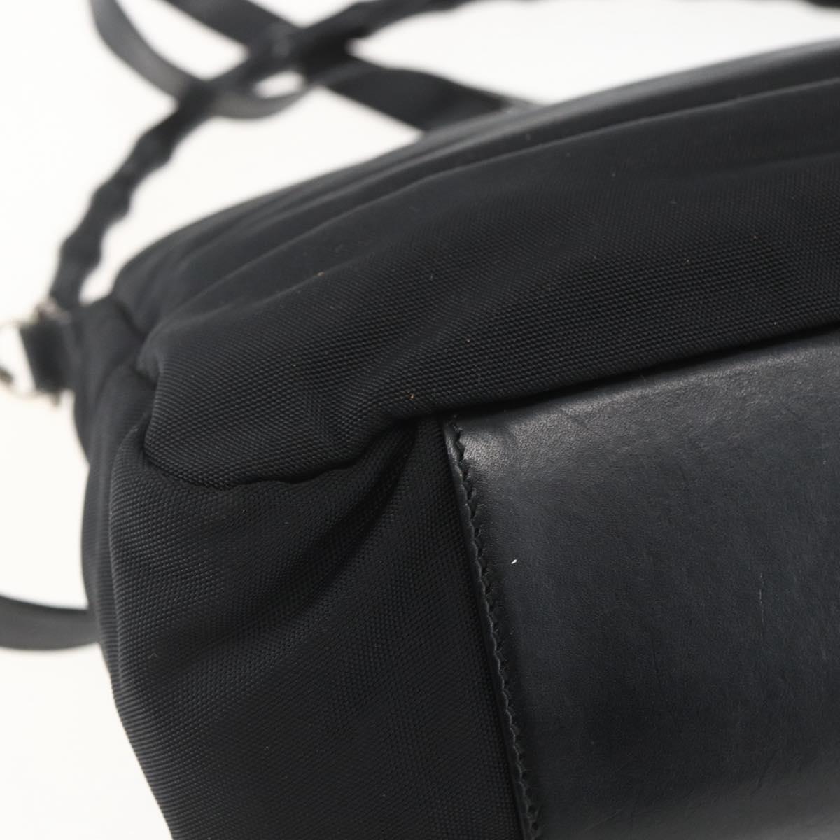 GUCCI Bamboo Shoulder Bag Nylon 2way Black Gold 000 0509 Auth 151645