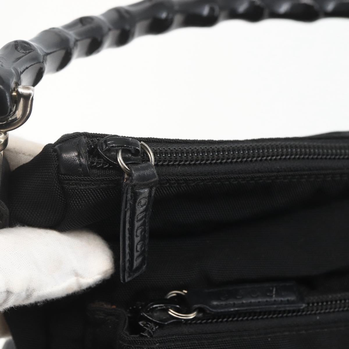 GUCCI Bamboo Shoulder Bag Nylon 2way Black Gold 000 0509 Auth 151645