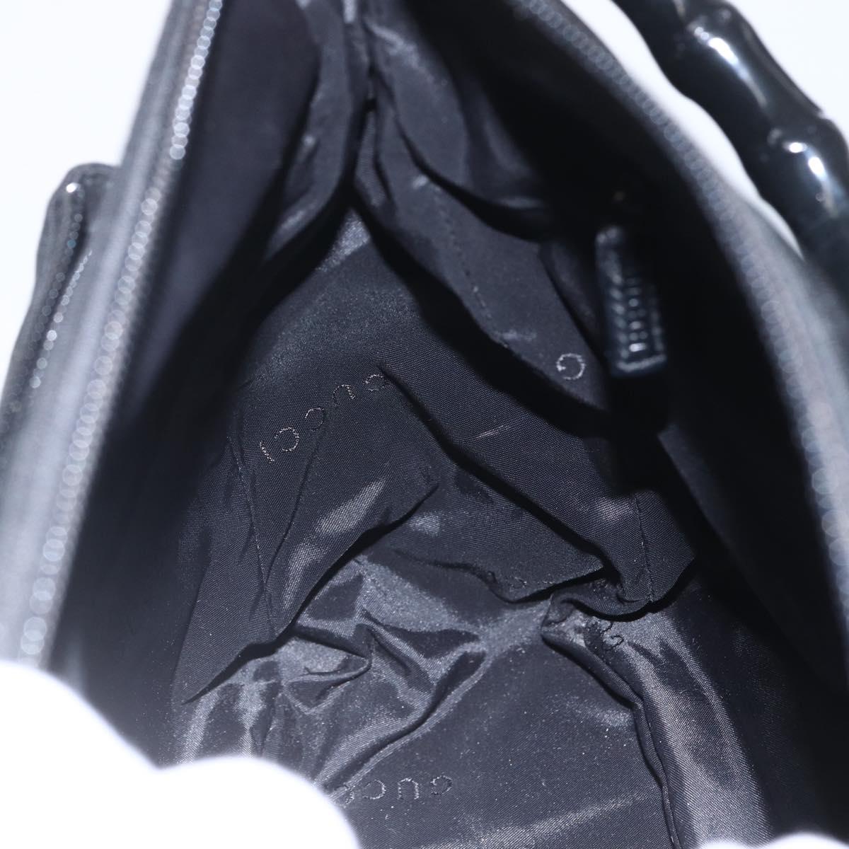 GUCCI Bamboo Shoulder Bag Nylon 2way Black Gold 000 0509 Auth 151645