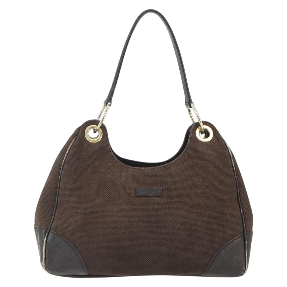 GUCCI Guccissima Shoulder Bag Canvas Brown Gold 257265 Auth 151646