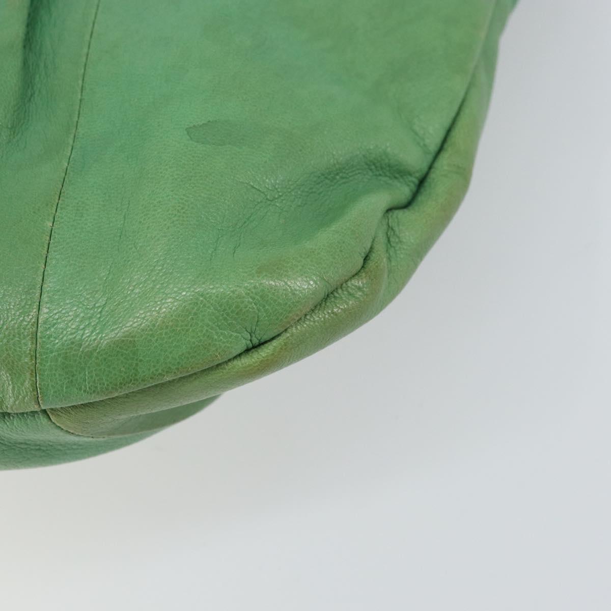 GUCCI Bamboo Hand Bag Leather Green Gold 124293 Auth 151647