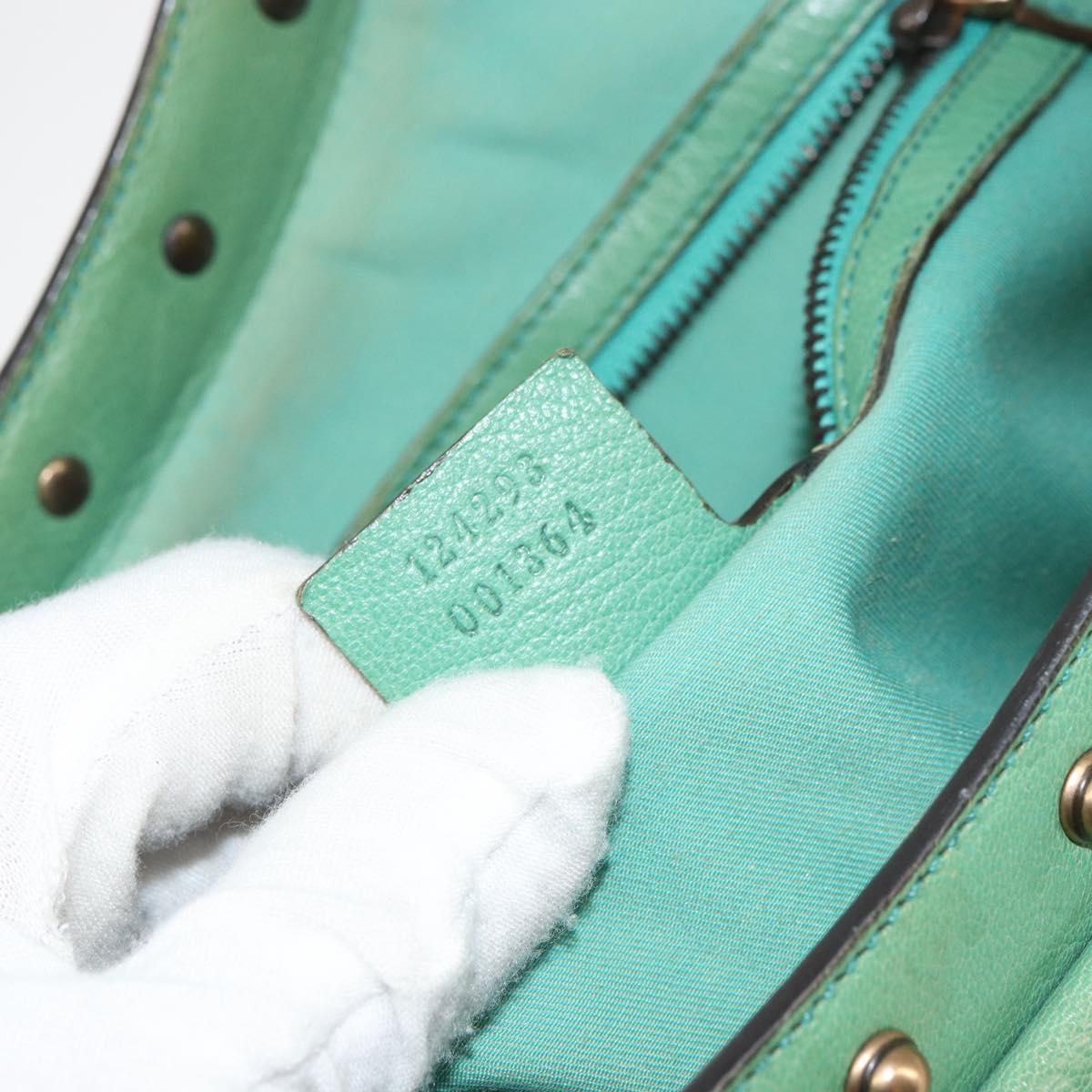 GUCCI Bamboo Hand Bag Leather Green Gold 124293 Auth 151647