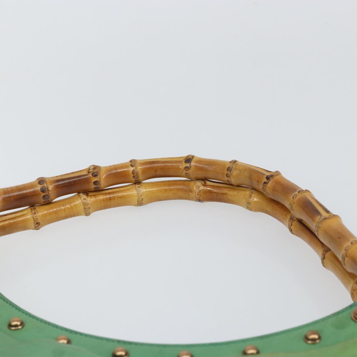 GUCCI Bamboo Hand Bag Leather Green Gold 124293 Auth 151647