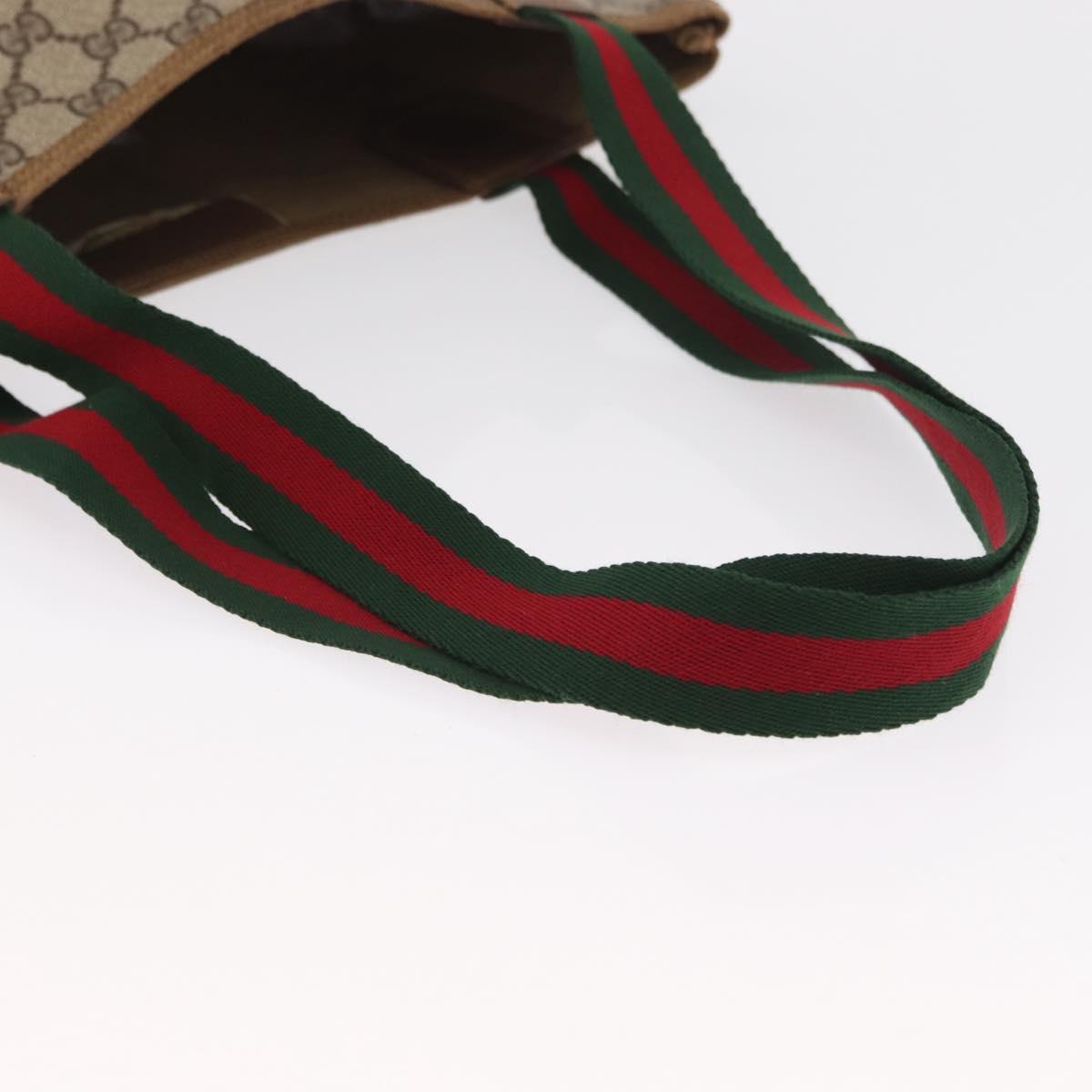 GUCCI GG Supreme Web Sherry Line Tote Bag PVC Beige Gold 39 02 003 Auth 151648