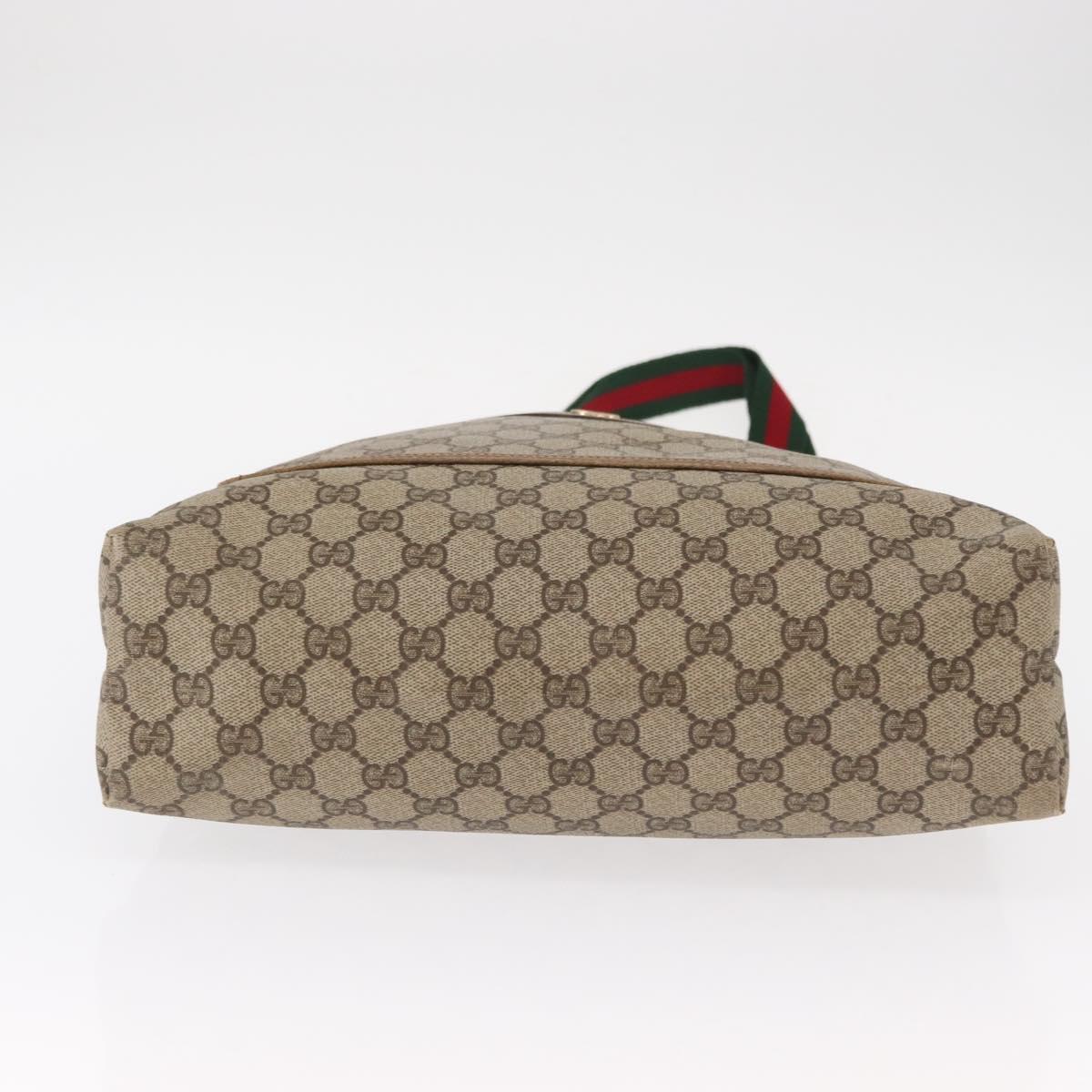 GUCCI GG Supreme Web Sherry Line Tote Bag PVC Beige Gold 39 02 003 Auth 151648