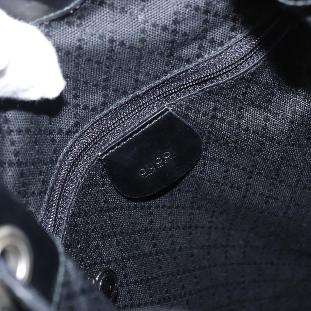 GUCCI Bamboo Shoulder Bag Nylon Black Silver 003 2113 0036 Auth 151649