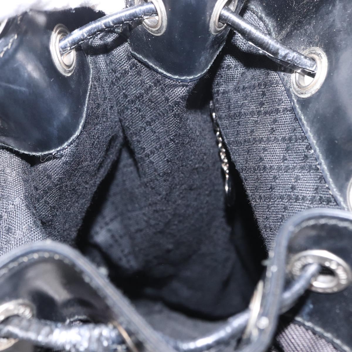 GUCCI Bamboo Shoulder Bag Nylon Black Silver 003 2113 0036 Auth 151649