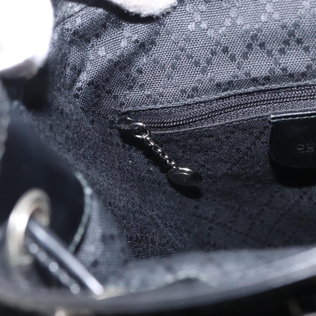 GUCCI Bamboo Shoulder Bag Nylon Black Silver 003 2113 0036 Auth 151649