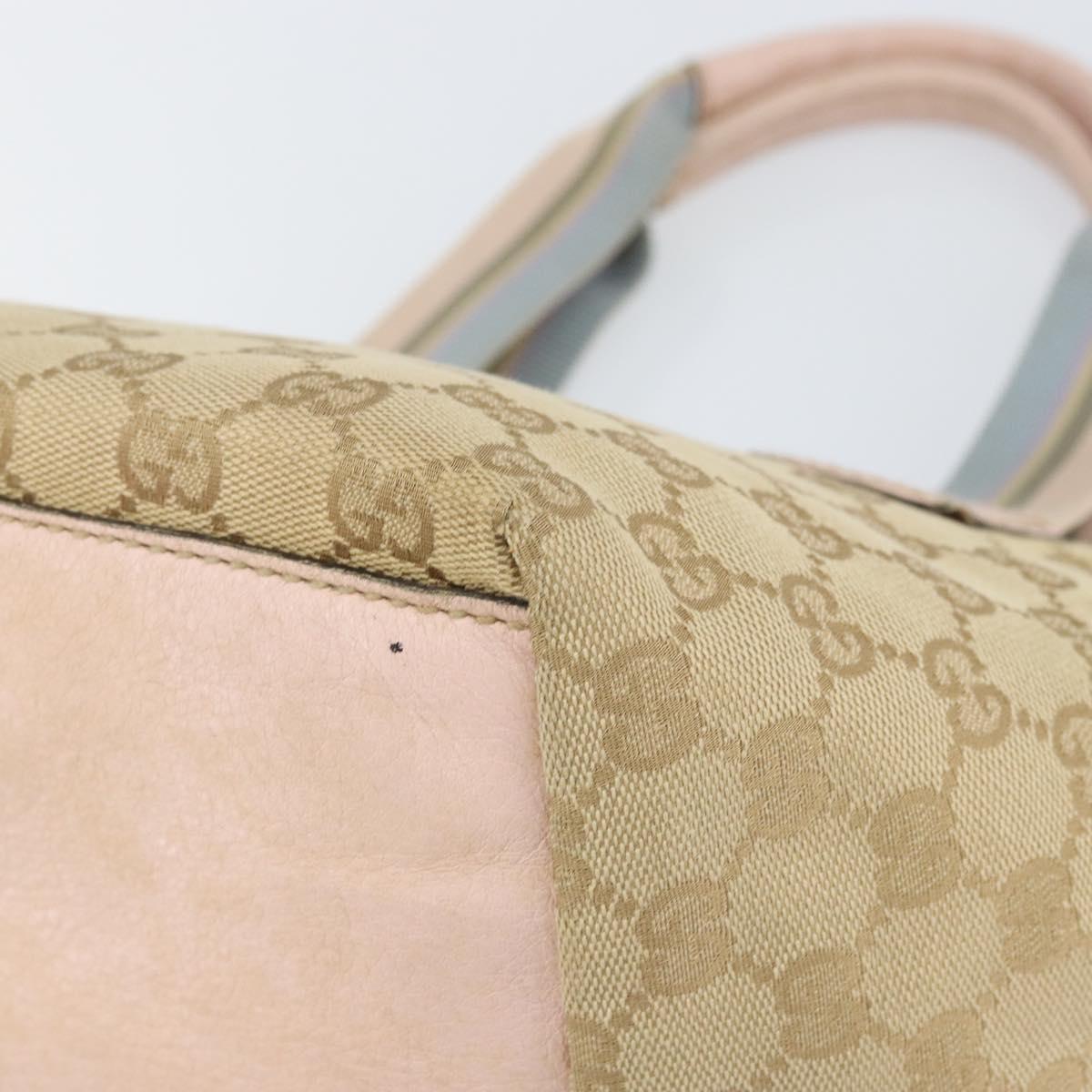 GUCCI GG Canvas Hand Bag Beige Gold 131228 Auth 151650