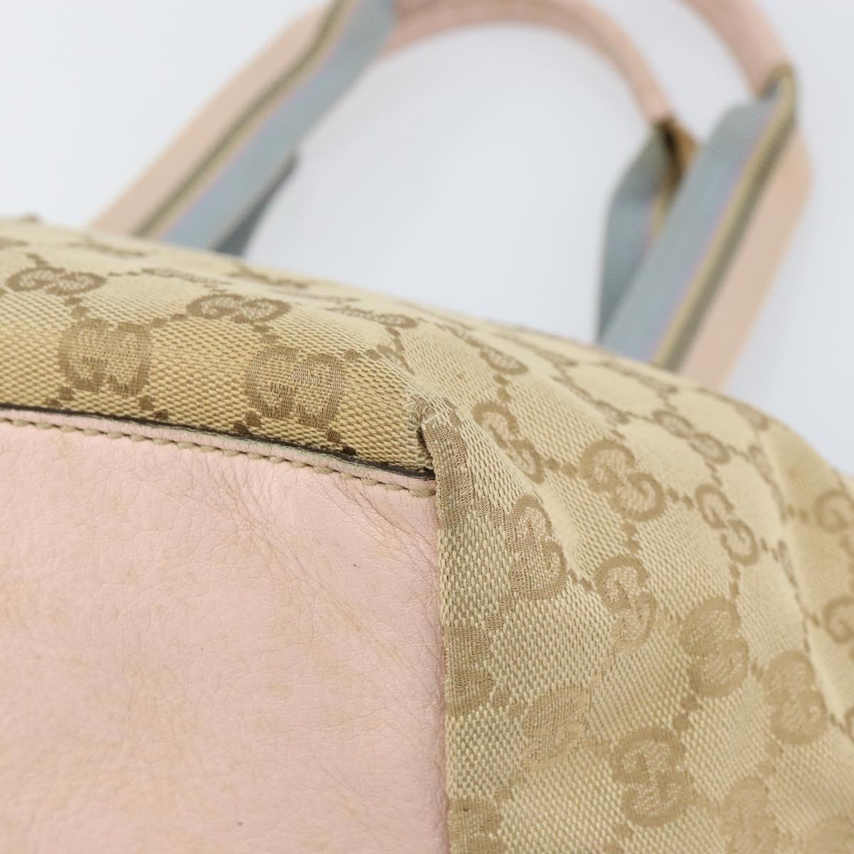 GUCCI GG Canvas Hand Bag Beige Gold 131228 Auth 151650