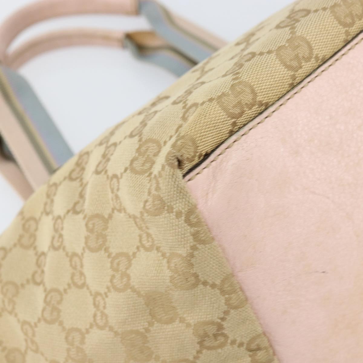 GUCCI GG Canvas Hand Bag Beige Gold 131228 Auth 151650