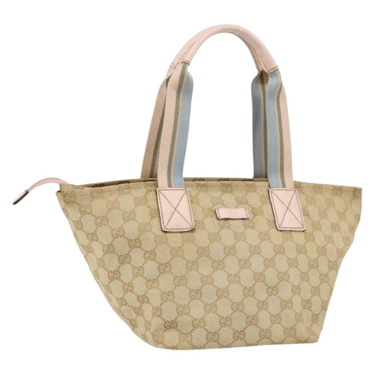 GUCCI GG Canvas Hand Bag Beige Gold 131228 Auth 151650