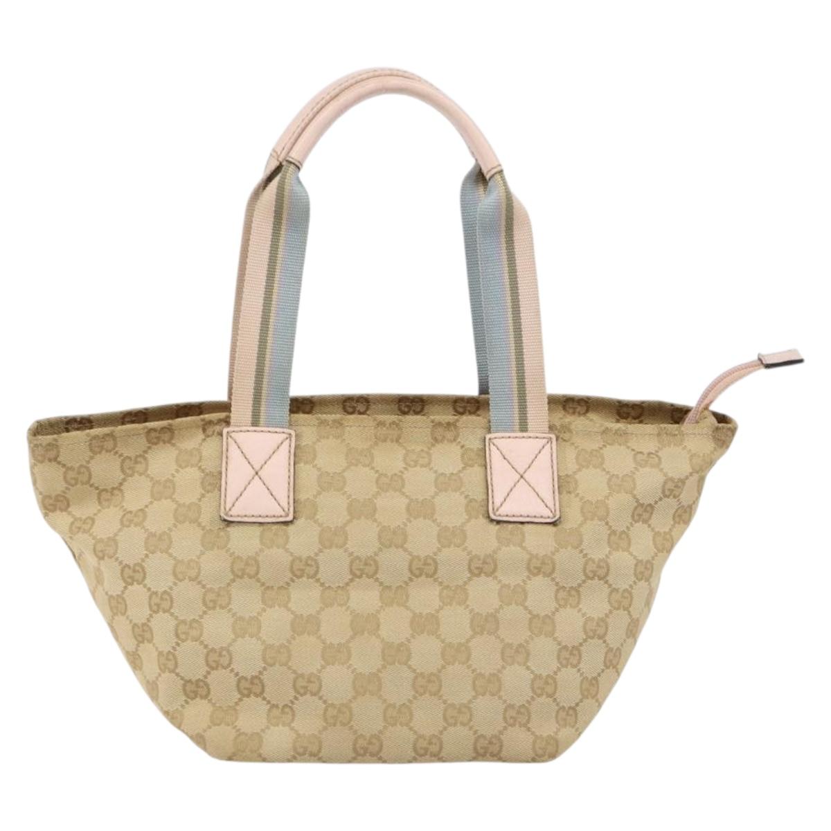 GUCCI GG Canvas Hand Bag Beige Gold 131228 Auth 151650