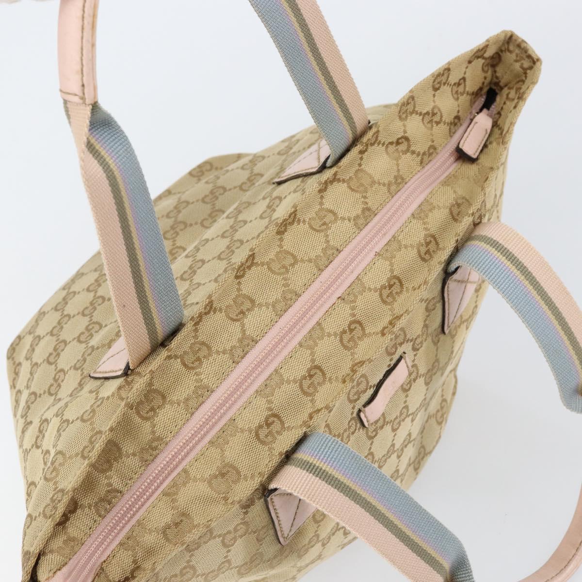 GUCCI GG Canvas Hand Bag Beige Gold 131228 Auth 151650