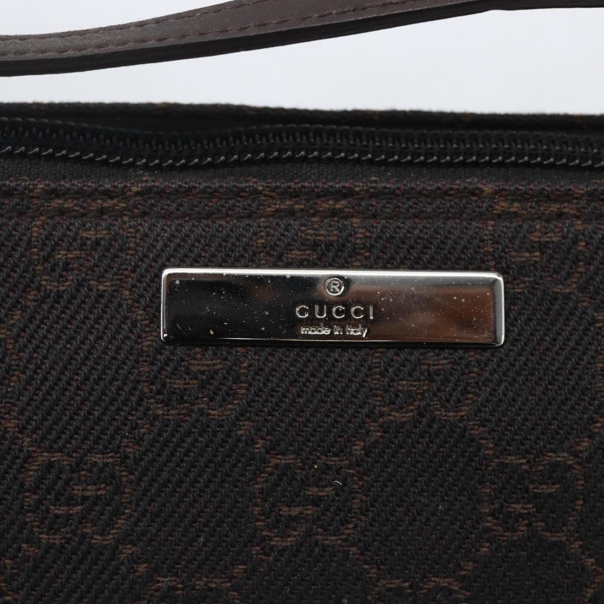 GUCCI GG Canvas Accessory Pouch Brown Silver 07198 Auth 151651