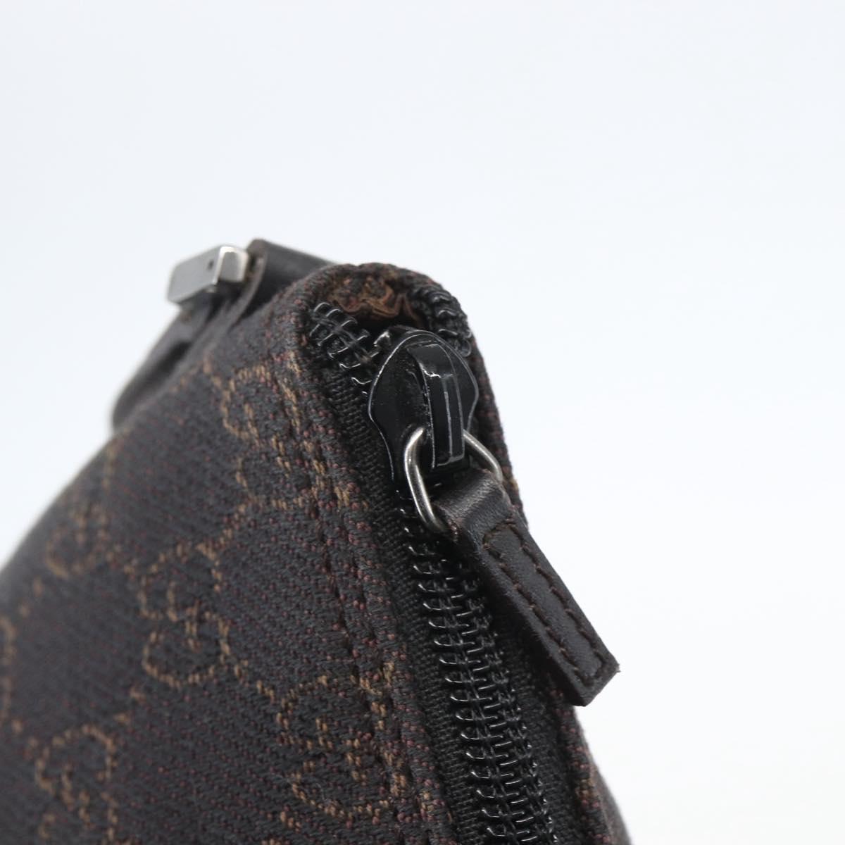 GUCCI GG Canvas Accessory Pouch Brown Silver 07198 Auth 151651