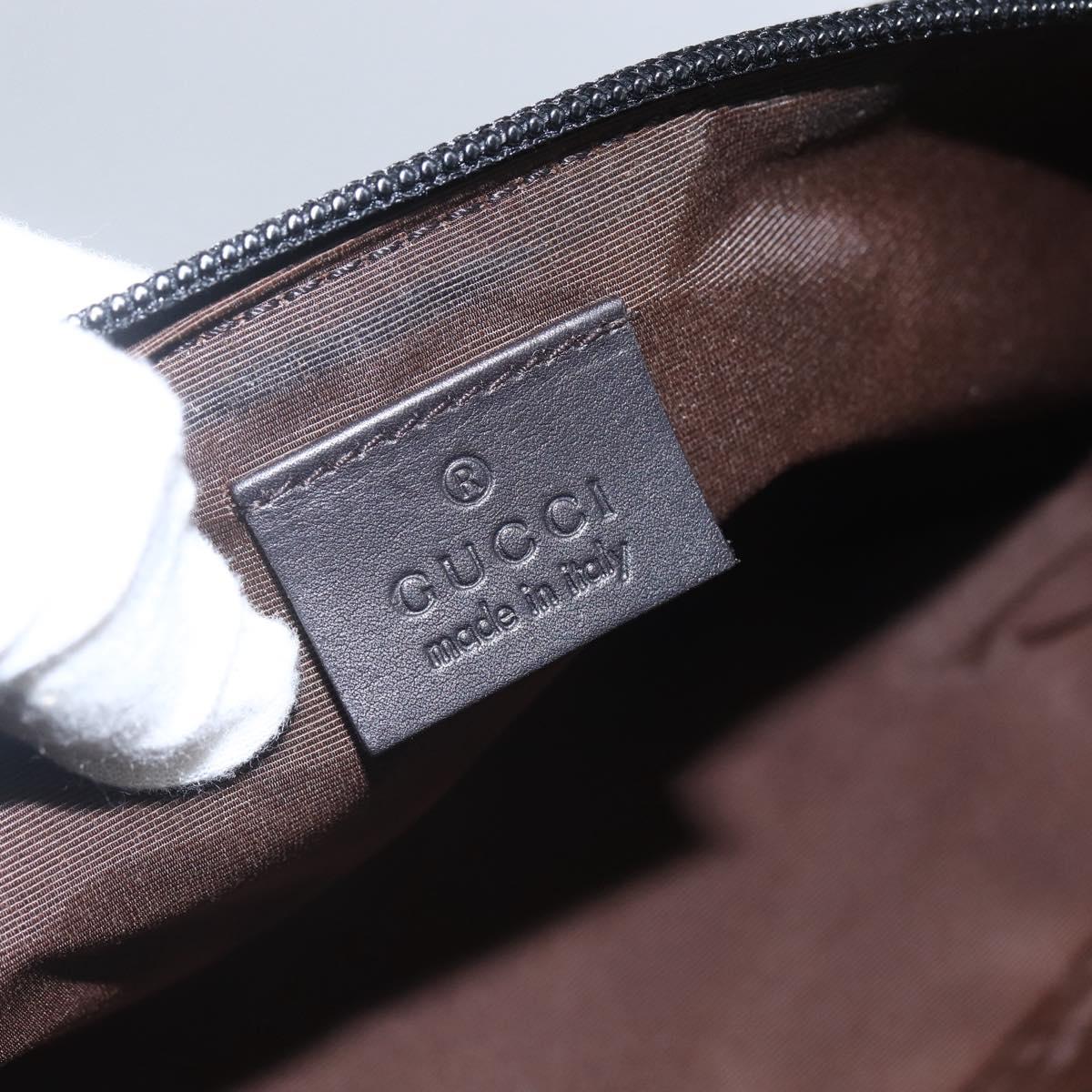 GUCCI GG Canvas Accessory Pouch Brown Silver 07198 Auth 151651