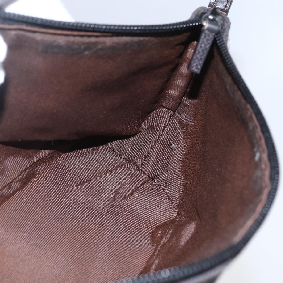 GUCCI GG Canvas Accessory Pouch Brown Silver 07198 Auth 151651