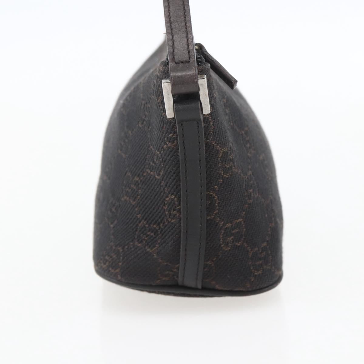 GUCCI GG Canvas Accessory Pouch Brown Silver 07198 Auth 151651