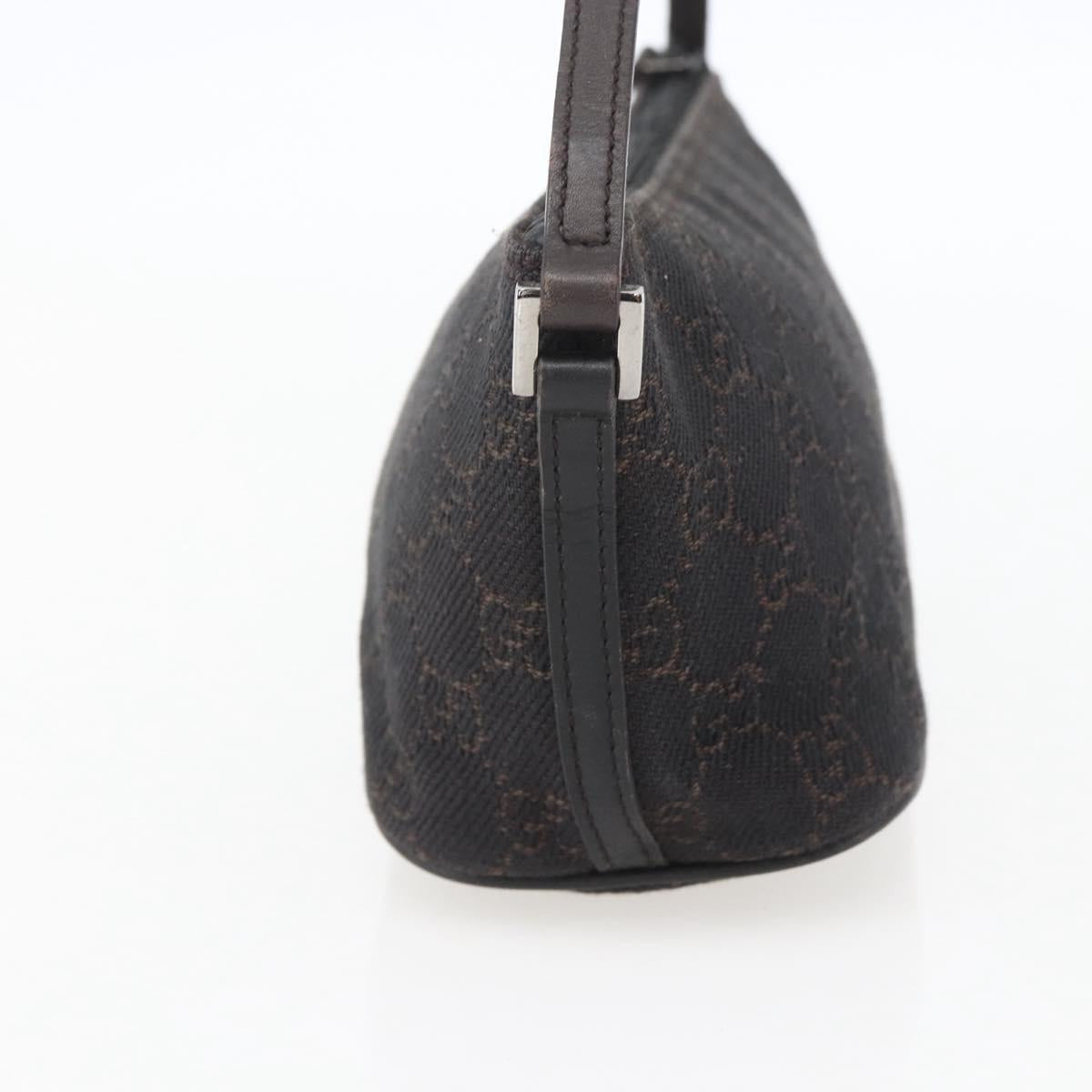 GUCCI GG Canvas Accessory Pouch Brown Silver 07198 Auth 151651