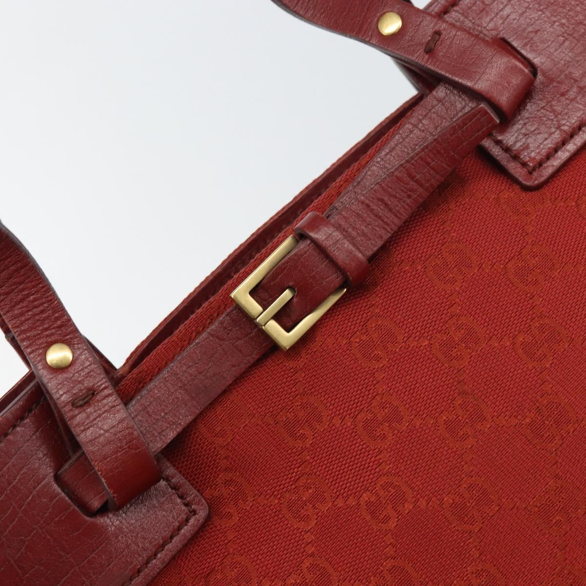 GUCCI GG Canvas Tote Bag Red Gold 107757 Auth 151652