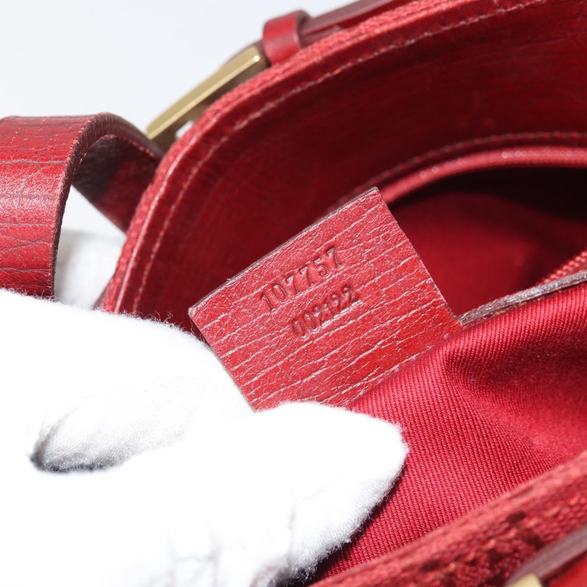 GUCCI GG Canvas Tote Bag Red Gold 107757 Auth 151652